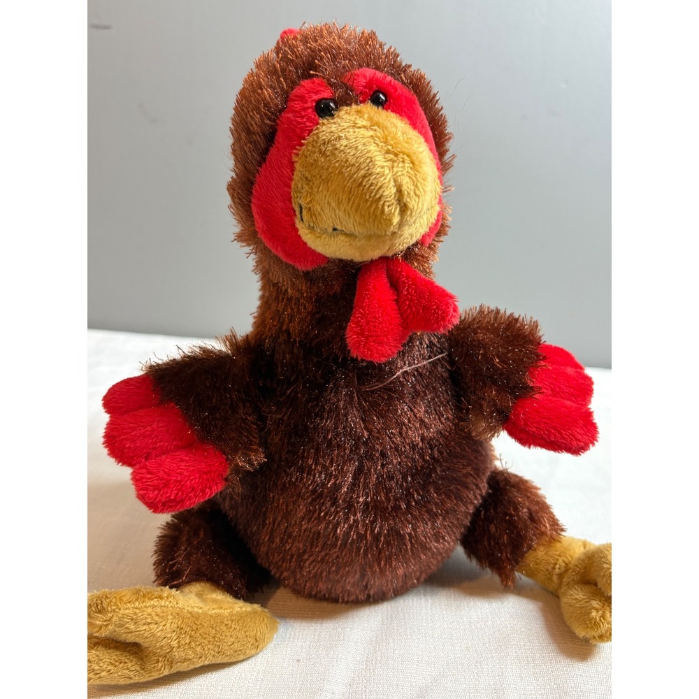 Ganz Brown Plush Chicken Bird Tinsel Shimmer Red Tan Farm Animal Stuffed Toy